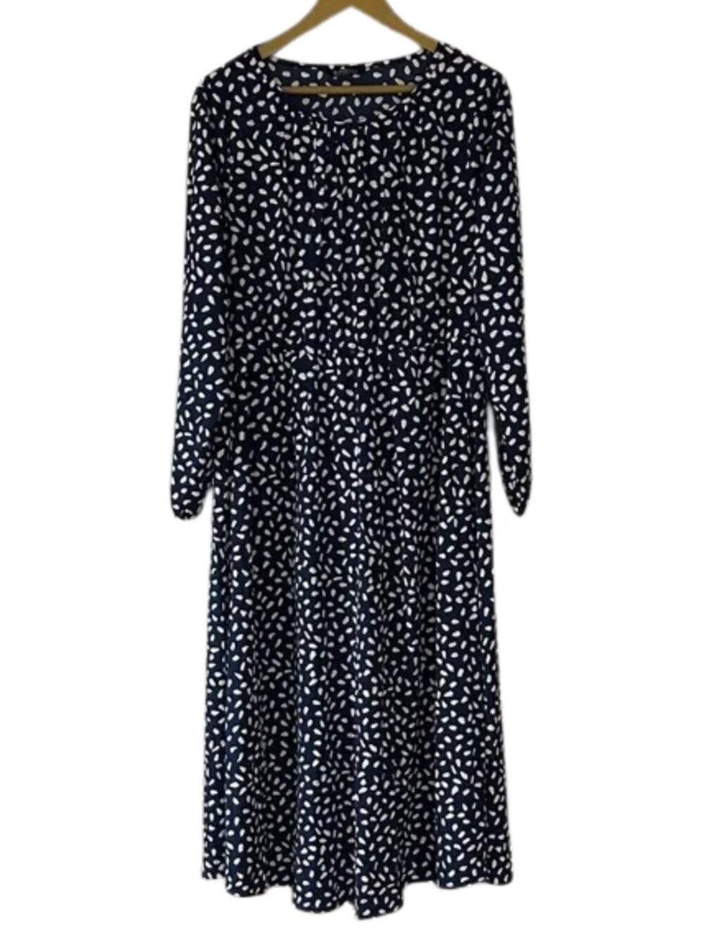 BloomChic Navy White Printed Midi Dress Long Sleeve Flowy Lightweight Plus Size